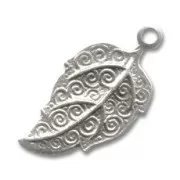 Leaf charms 19mm Old silver tone x4