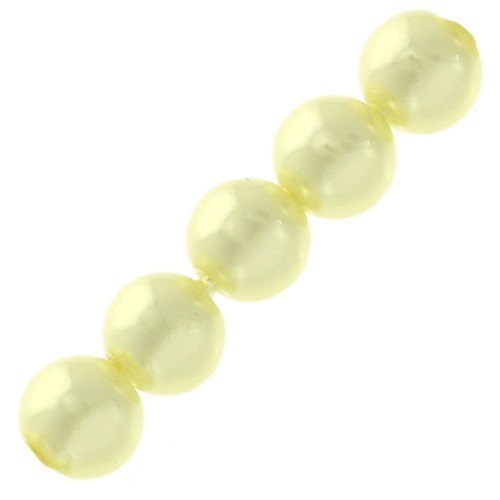 Perles rondes nacrées légères en résine 6 mm Light Yellow x15