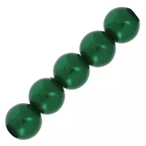 Perles rondes nacrées légères en résine 6 mm Dark Green x15