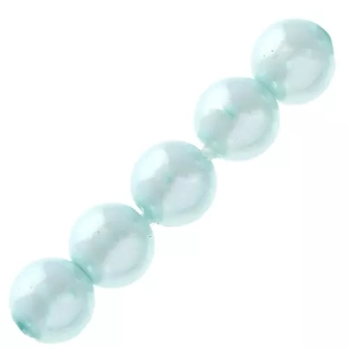 Perles rondes nacrées légères en résine 6 mm Light Turquoise x15