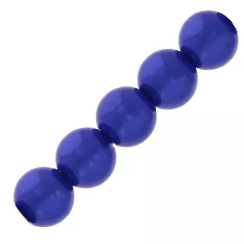 Perles rondes nacrées légères en résine 6 mm Royal Blue x15
