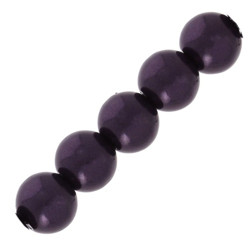 Perles rondes nacrées légères en résine 6 mm Dark Purple x15