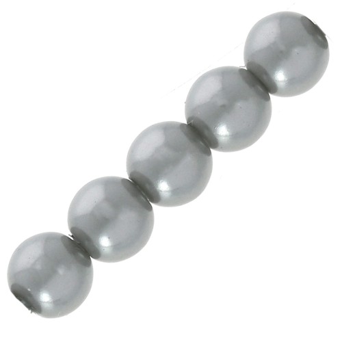 Perles rondes nacrées légères en résine 6 mm Grey x15