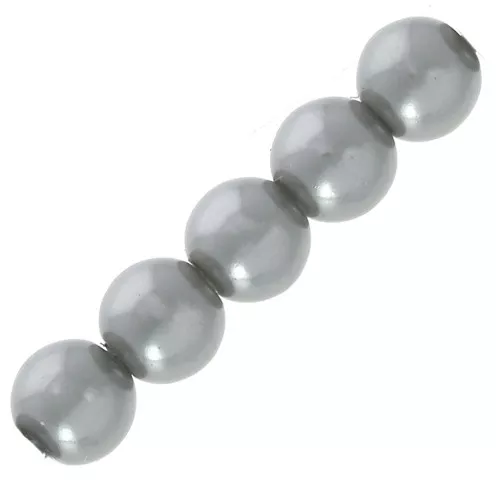 Perles rondes nacrées légères en résine 6 mm Grey x15
