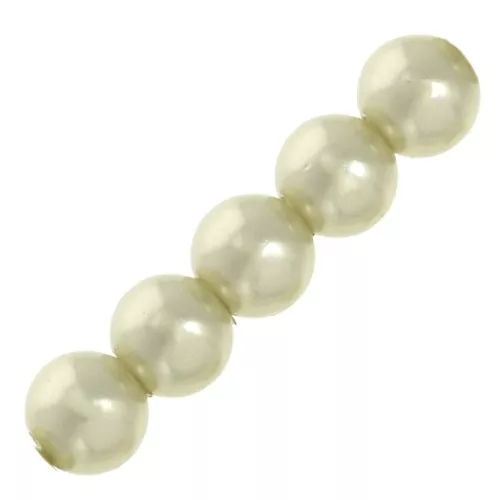 Perles rondes nacrées légères en résine 8 mm Cream Pearl x10