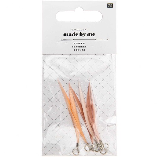 Assortment of 6 feathers - Made by me - 5 cm for DIY jewellery - Powder Pink x1