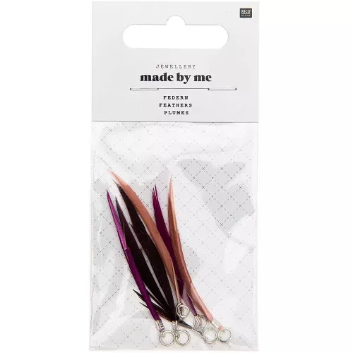 Assortment of 6 feathers - Made by me - 5 cm for DIY jewellery - Purple x1