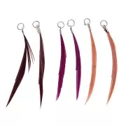 Assortment of 6 feathers - Made by me - 5 cm for DIY jewellery - Purple x1