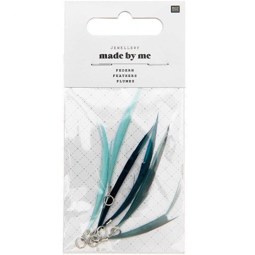 Assortment of 6 feathers - Made by me - 5 cm for DIY jewellery - Turquoise x1