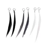 Assortment of 6 feathers - Made by me - 5 cm for DIY jewellery - Black & White x1