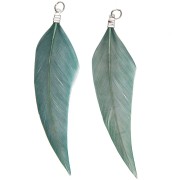 Assortment of 2 feathers - Made by me - 7 cm for DIY jewellery - Green x1