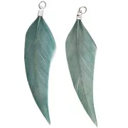 Assortment of 2 feathers - Made by me - 7 cm for DIY jewellery - Green x1