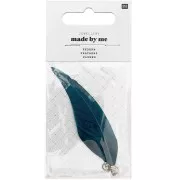 Assortment of 2 feathers - Made by me - 7 cm for DIY jewellery - Pigeon Blue x1