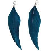 Assortment of 2 feathers - Made by me - 7 cm for DIY jewellery - Pigeon Blue x1