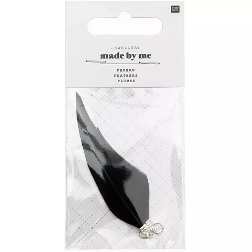Assortment of 2 feathers - Made by me - 7 cm for DIY jewellery - Black x1