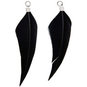 Assortment of 2 feathers - Made by me - 7 cm for DIY jewellery - Black x1
