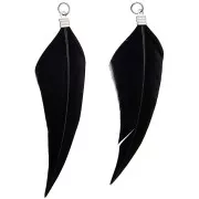 Assortment of 2 feathers - Made by me - 7 cm for DIY jewellery - Black x1