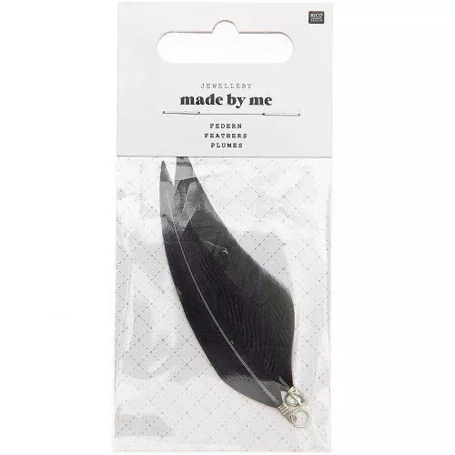 Assortment of 2 feathers - Made by me - 7 cm for DIY jewellery - Grey x1