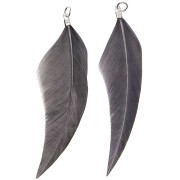 Assortment of 2 feathers - Made by me - 7 cm for DIY jewellery - Grey x1