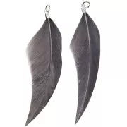 Assortment of 2 feathers - Made by me - 7 cm for DIY jewellery - Grey x1