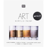 Set of 4 acrylic paints tubes of 12 ml - Art by Rico Design - Metallic x1