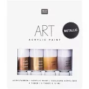 Set of 4 acrylic paints tubes of 12 ml - Art by Rico Design - Metallic x1