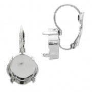 4470 Cabochon 12mm Leverback earrings Rhodium tone x2|raw }}