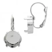 4470 Cabochon 12mm Leverback earrings Rhodium tone x2