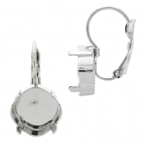 4470 Cabochon 12mm Leverback earrings Rhodium tone x2