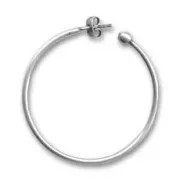 Earring hoops with ball 40mm Old silver tone x2