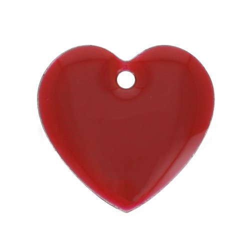 Metal and epoxy resin hearts 15 mm - Dark red x4