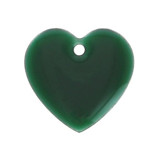 Epoxy resin heart-shaped sequin 15 mm Fir Green x4