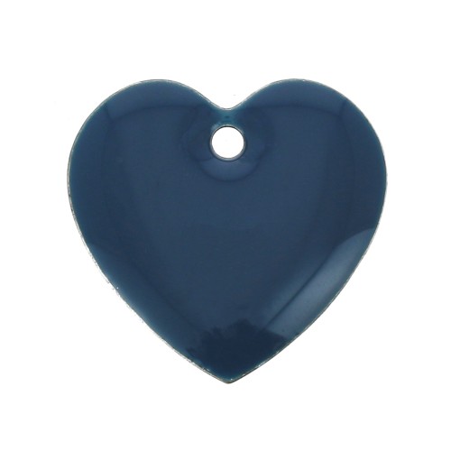 Epoxy resin heart-shaped sequin 15 mm Petrol x4
