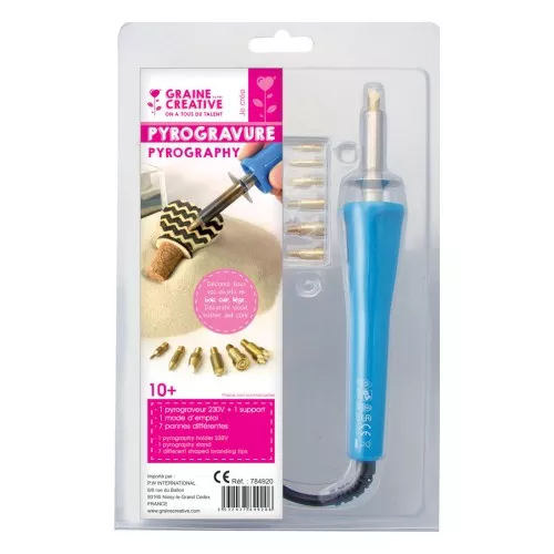 Pyrography tool for wood and leather + 7 tips x1