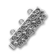 3 strands fancy clasp 20x6mm Antic silver tone x1