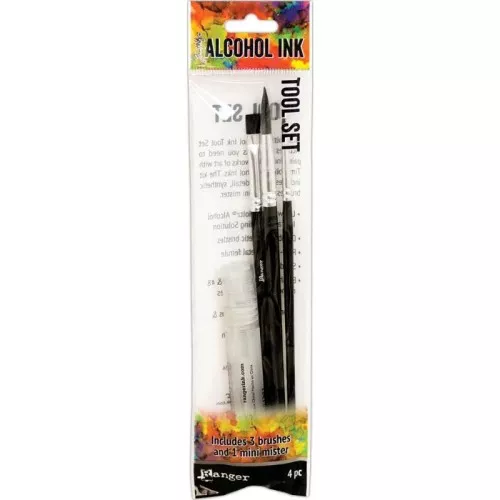 Set of 3 brushes + 1 mini mister for Tim Holtz alcohol inks - Ranger x1