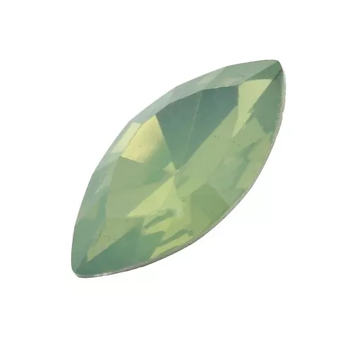 Navette-shape resin faceted cabochons 18x9 mm Green x5