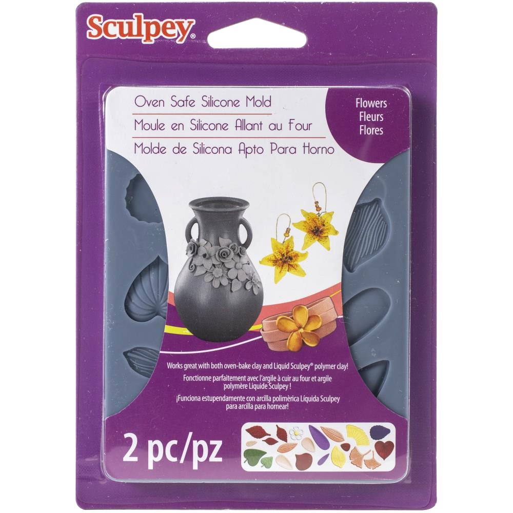 Ovensafe Sculpey silicon Mold Flowers and leaves shapes x1 Perles & Co