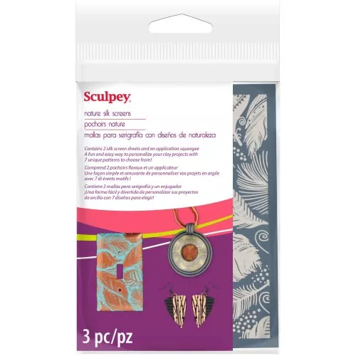 Silk Screen Sculpey for polymer clay - Nature patterns x2