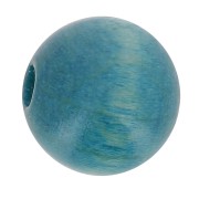 Wooden round bead 20mm Peacock blue x5|raw }}