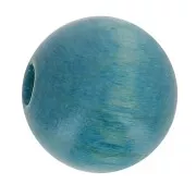 Wooden round bead 20mm Peacock blue x5