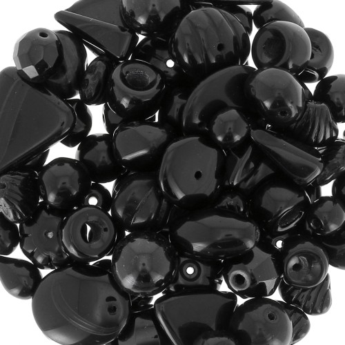 Pressed beads assortment black x50g