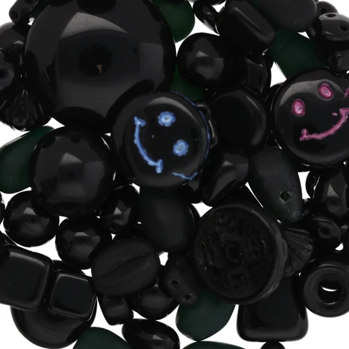 Pressed beads assortment black x50g