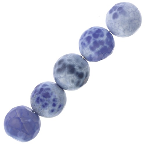 Faceted round beads dyed agate 8 mm - Light Blue x10