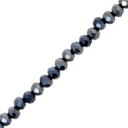 Rondelle beads faceted - round flattened - 4x3.5 mm - Jet Hematite x41cm|raw }}
