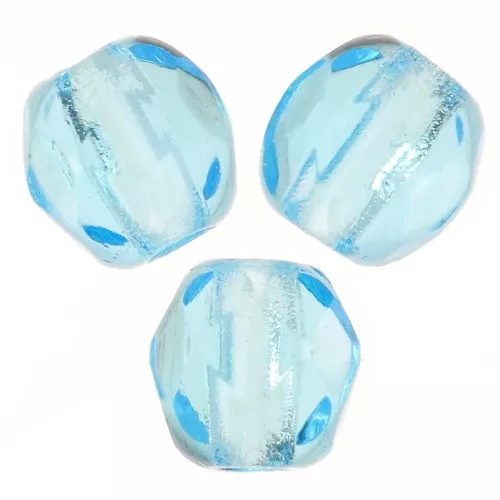 Fire Polished faceted round beads 3mm Aquamarine  x50