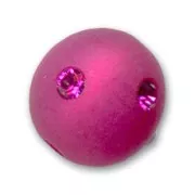 Round Polaris bead with rhinestones  10mm Fuchsia x1