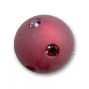 Round Polaris bead with rhinestones  10mm Burgundy x1