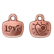 Love charm 14mm Antic Copper tone x1