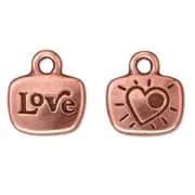 Love charm 14mm Antic Copper tone x1
